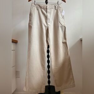 Gap Wide Leg High Waisted Cotton Blend Khaki Pants